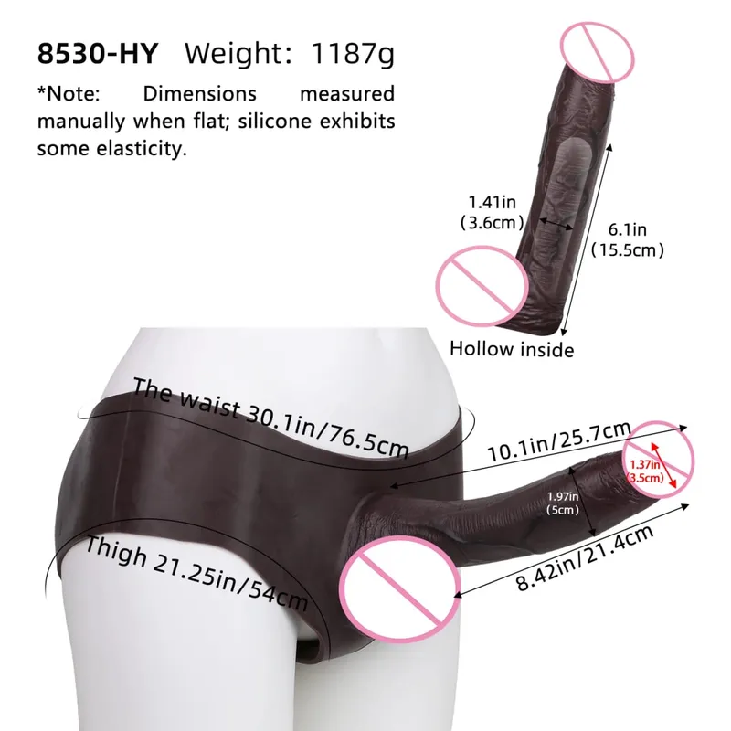 Thick Hollow Dildo Male Strap-On Huge Hollow Dildo Dick Extender Silicone Realistic Large Penis Sex Toy For Couples Sex — image 13