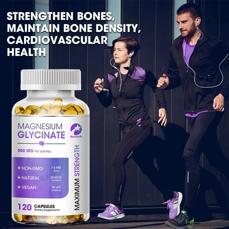 Kexinsh Magnesium Glycinate Supplement 500mg dengan Zink Vitamin D3 B6 Menggalakkan Tidur Semulajadi Mengurangkan Tekanan dan Keresahan Bukan GMO — image 6