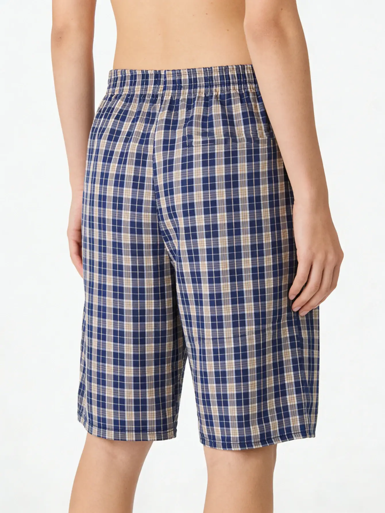Herr Long Beach Flat Corner Byxor Casual Rutigt elastiskt midjeband Bekvämt hem Casual Sova Ungdom Boxningsbyxor Herr — image 2