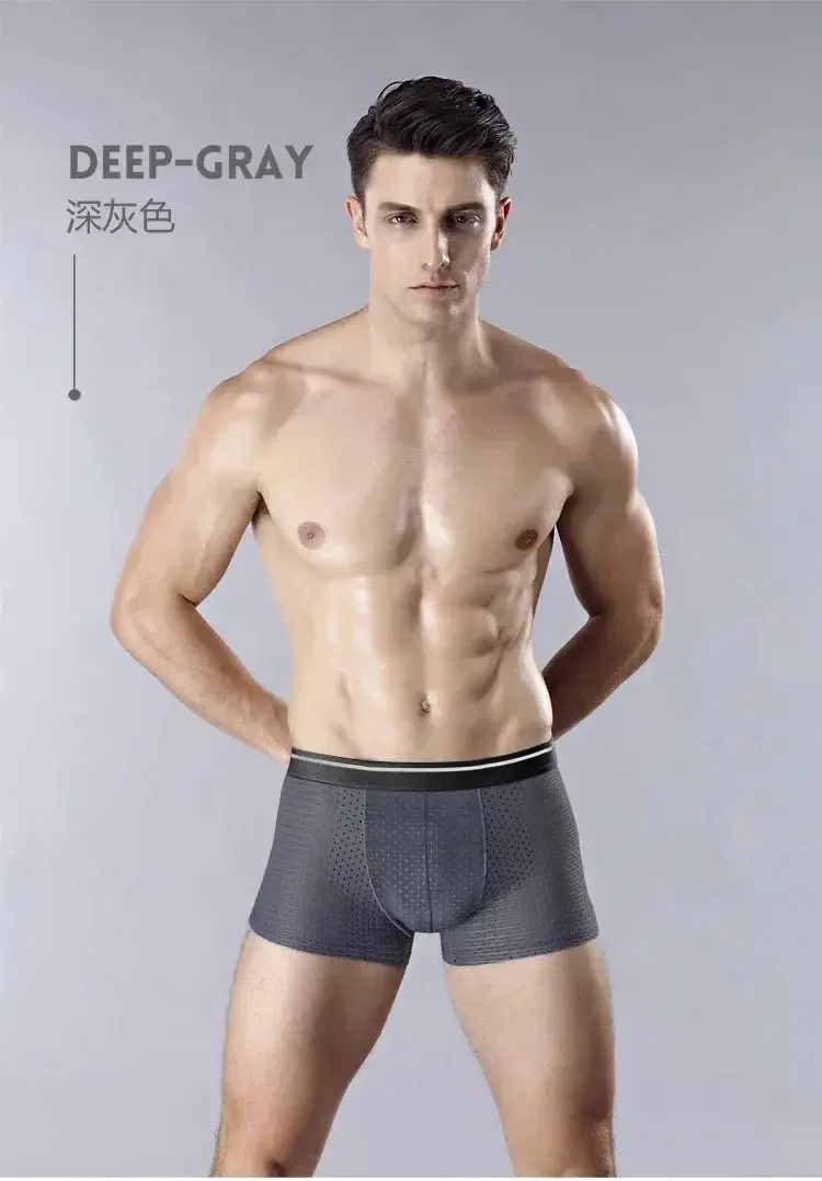 4PcsMen's Underwear Men Boxer Shorts Ice Silk Mesh Boxer Shorts Summer Sexy Breathable Antibacterial Underpants Plus Size XL-6XL — image 10