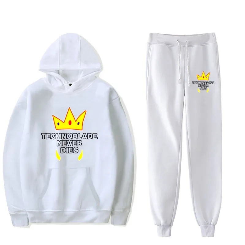 Harajuku Comfortable technoblade Print Sweatshirt Sweatpants Suit Men/Women Hoodies+ Trousers Suit Cute 2 Piece Set Clothes — image 2