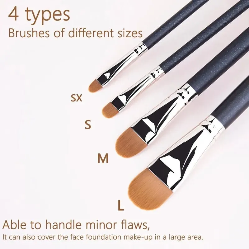 4 Types Sizes Upgraded Ultra-thin Foundation Concealer Makeup Brush Professional Liquid Foundation Cream Concealer Make-up Tool — image 2