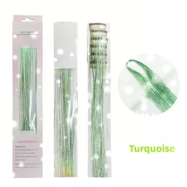 6Pcs Hair Tinsel Clip in Hair Extensions 20 Inch Synthetic Colorful Shiny Sparkle Glitter Tinsel Hair for Women Girls Cosplay — image 15
