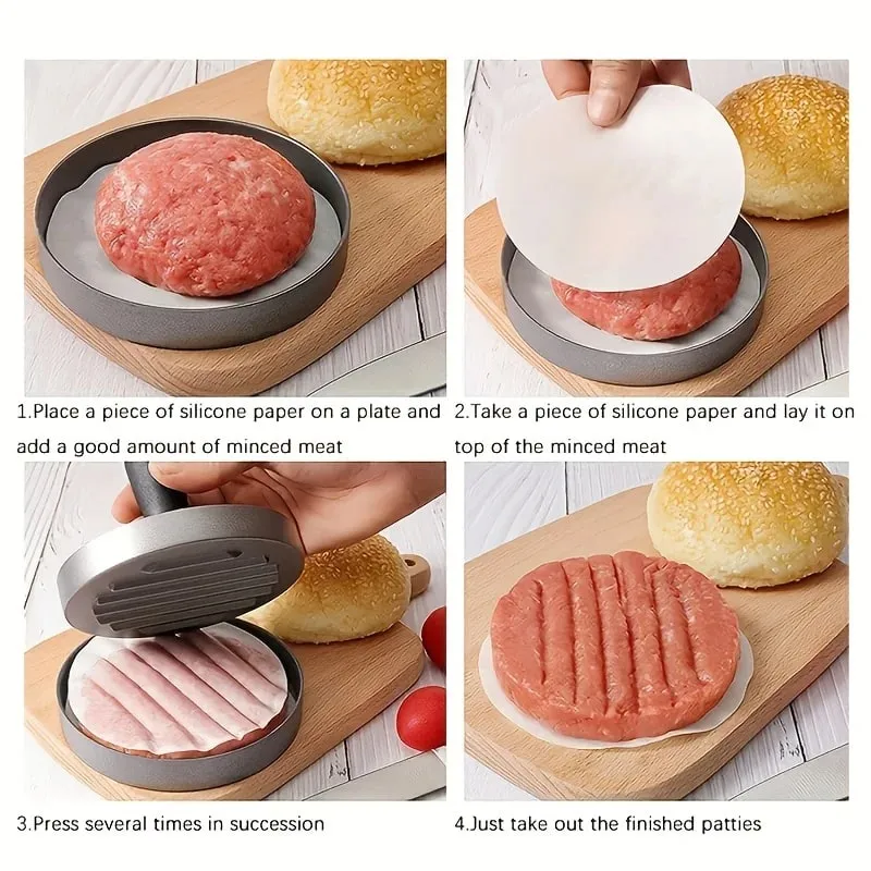 1 st non-stick hamburgare pressbiffmaskin hamburgerform i metall för nötkött ost Veggie hamburgare som passar för BBQ Grill matlagning — image 6