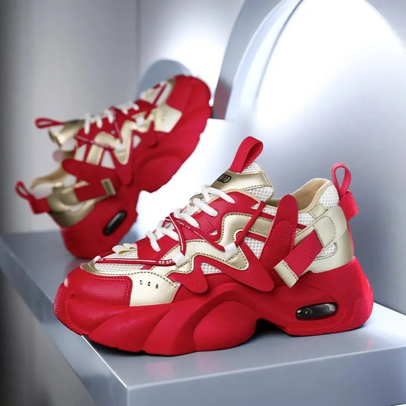 Men's Casual Sneakers with Large Mesh Breathable Upper Metallic Texture and Contrasting Color Stitching and Trendy Webbing Accents. Thick Air-Cushioned Soles Provide Both Height Increase and Shock Absorption Making Them Suitable for Street — image 7
