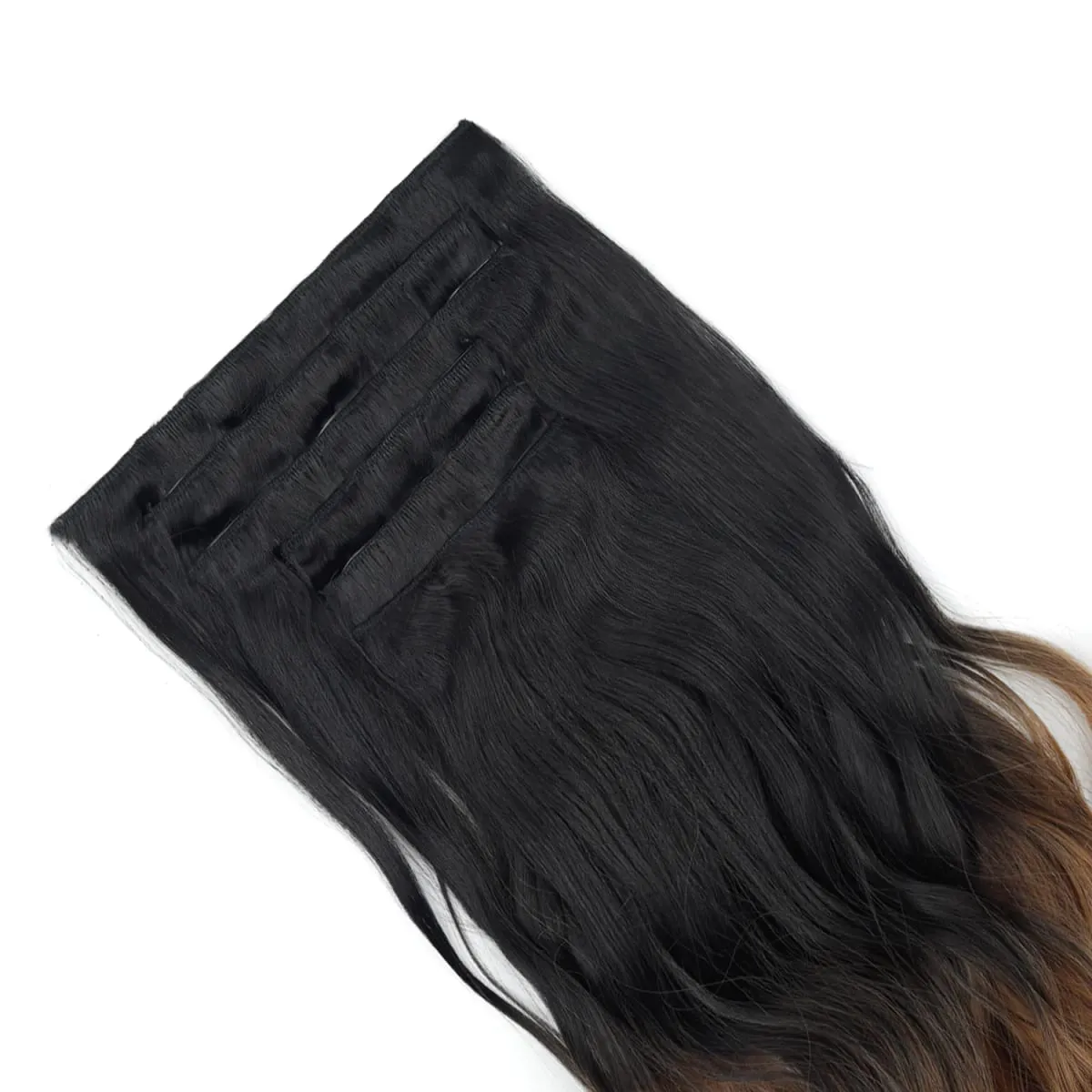 Grampo em extensões de cabelo 6 pçs peruca 20 Polegada longo ondulado sintético grosso trama dupla cabelo para mulheres cor gradiente uso diário — image 5