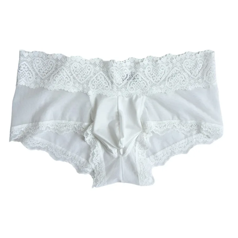 Panlalaking Ice Silk Lace Trim Manipis na Seamless Brief Makintab na 3D Pouch Magaan na Panloob na Panty Kumportable Araw-araw na Lingerie — image 1