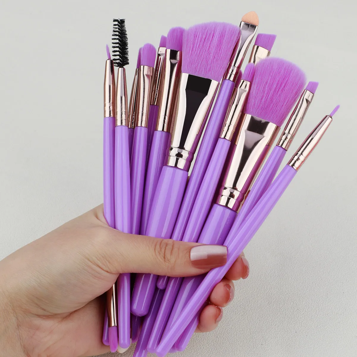 15pc Makeup Brushes Set Face Eyes Make Up Brush Eyelash Eyeshadow Eyebrow Eyeliner Foundation Powder Blush Highlight Lips Brush — image 6