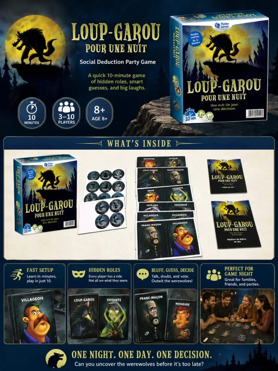French Language Werewolf Party Card Game Social Deduction Board Game Classic Strategy Role Play Game for Family Friends — image 5