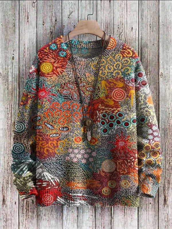 Suéter pulôver de malha com estampa vintage padrão feminino para homens — image 9