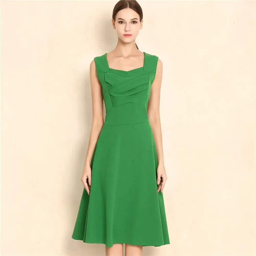 Hepburn Style Vintage Dress New Women Sleeveless Large Swing Sexy Party Dress — image 6