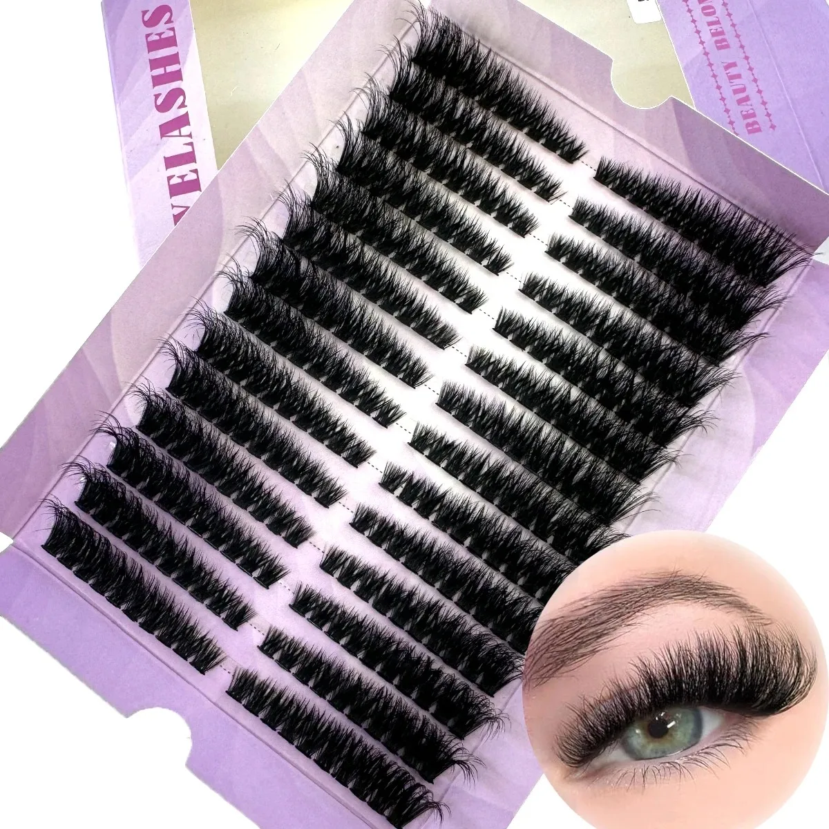 14 Rows Large Capacity Individual Lash Clusters DIY 50D/80D/100D Handmade Fluffy Volume False Eyelashes Cat Eye Lash Extension — image 1