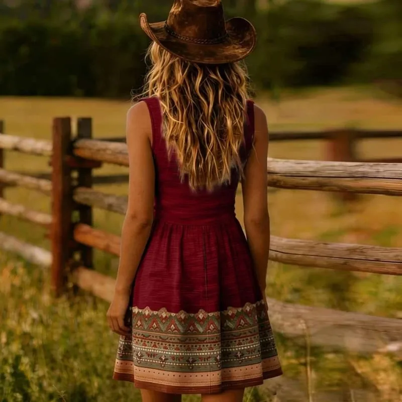 Dresses for Women Floral Print Waist Sleeveless Dress Wide Strap Smocked Short Bohemian Dress