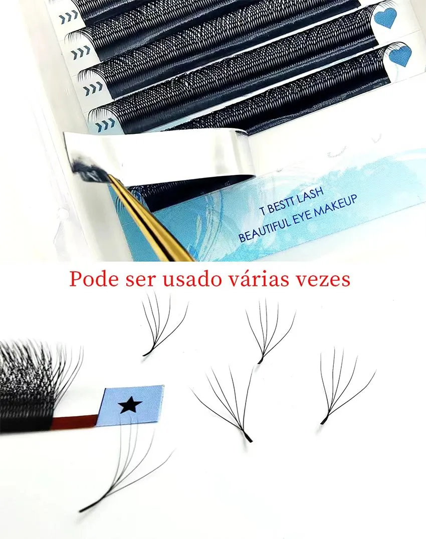 Tbestt 5D-W Tvarované prodloužení řas Předpřipravené objemové vějíře Clover W Style Lashes Falešné norkové řasy Měkké Snadné větrání řas — image 4