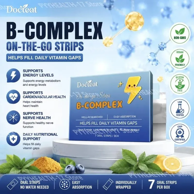 Docteat B-Complex Oral Dissolving Strips Supports Energy Metabolism and Nerve Health Helps Fill Daily Vitamin Gaps 7 Strips — image 2