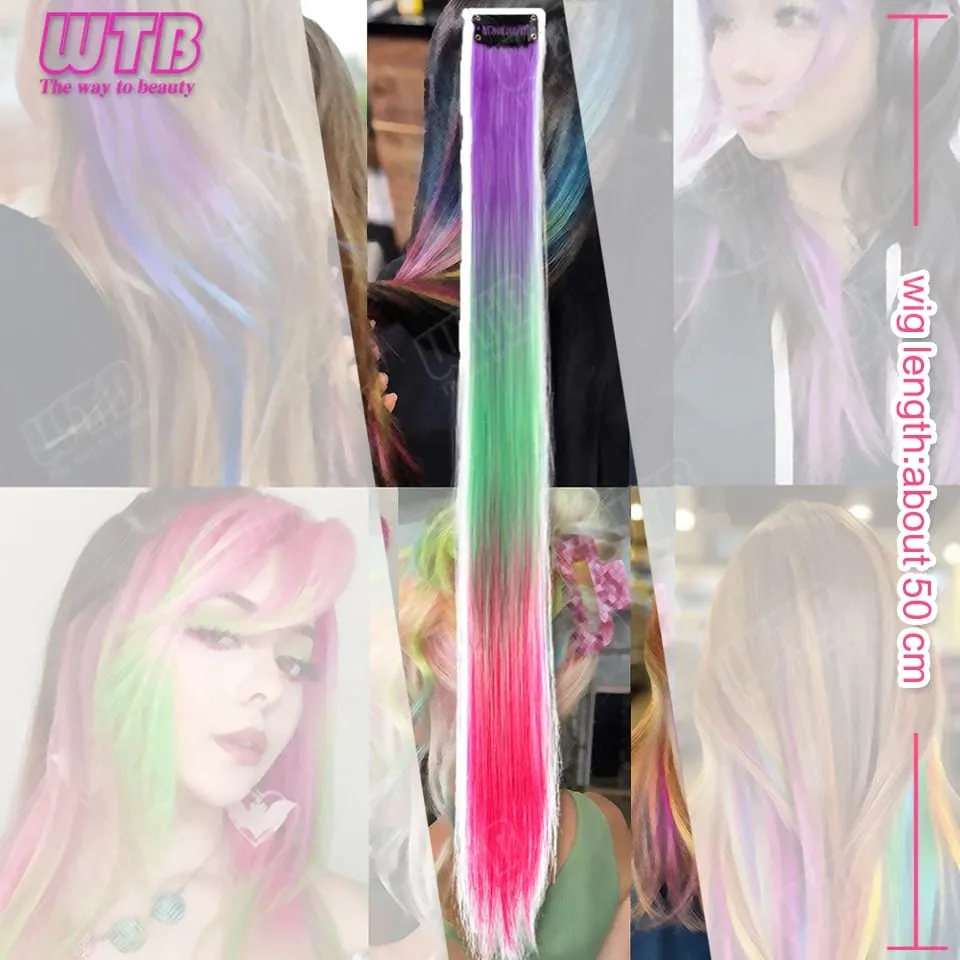 WTB Colored Synthetic Hair Extensions BB Clip Style Gradient Color Hair Extensions Suitable for Women's Daily Wear and Holidays — image 5