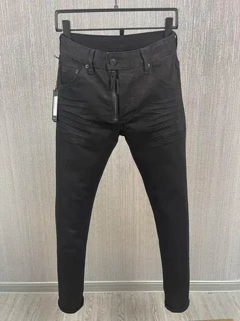 D2 Heren Jeans Denim Broek Gat Slanke Kokerbroek Metalen Knopen Feest Klassiekers Modieus Zwart DSQ2 JENAS — image 12
