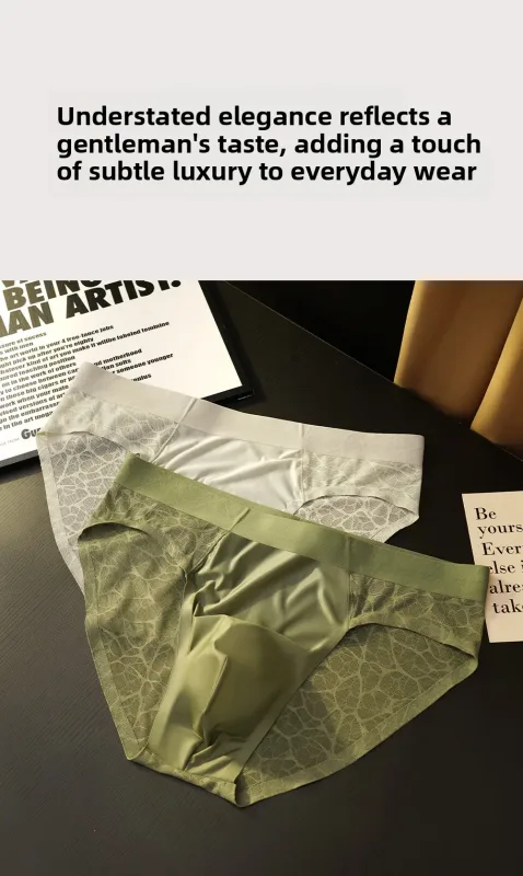 Sem costura jacquard homens triângulo roupa interior de seda gelo fina respirável calcinha de secagem rápida cuecas masculinas sexy u bulge bolsa — image 18