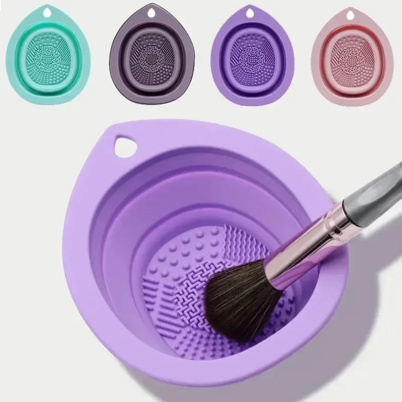 Silicone Scrubber Cleaning Bowl Folding Makeup Brush Washer for Eyeshadow Brushes Powder Puff Multifunctional Beauty Care Tools — image 1