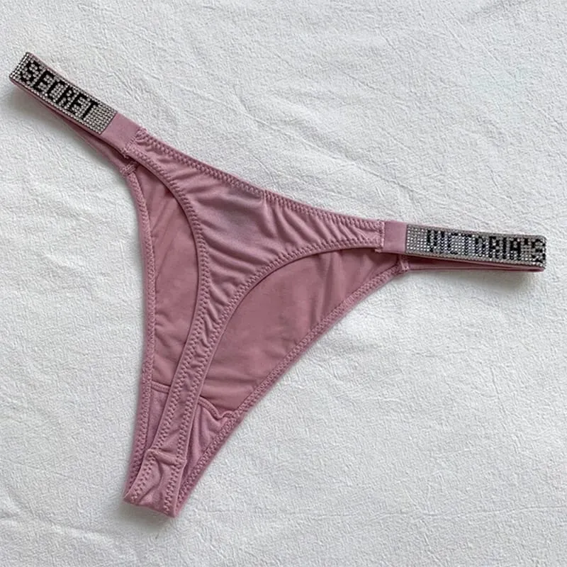 2025 New Sexy Pink Brand Lingerie Female Intimate Underwear Rise Women Panties Bra Rhinestone Letter Comfort Brief — image 9