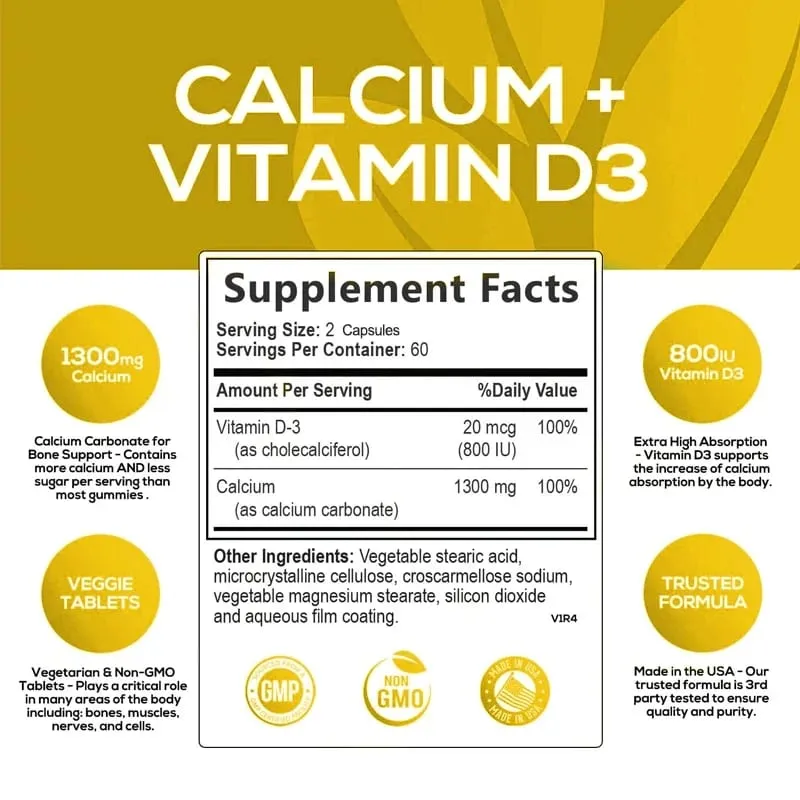 Ang Kaltsyum + Bitamina D3 ay Nagtataguyod ng Kalusugan ng Buto at Suporta sa Immune Pinahuhusay ang Carbonate Absorption Supplement sa Pandiyeta — image 2