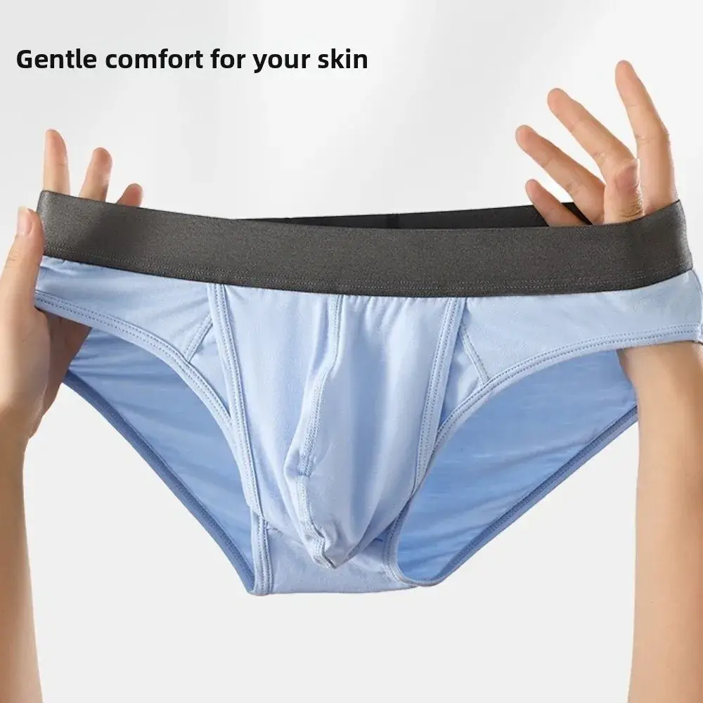 Bamboo Fiber Summer Thin Briefs Men Thin Underpants 2-in-1 Front Opening Men Front Opening Panties Breathable Lingerie — image 12