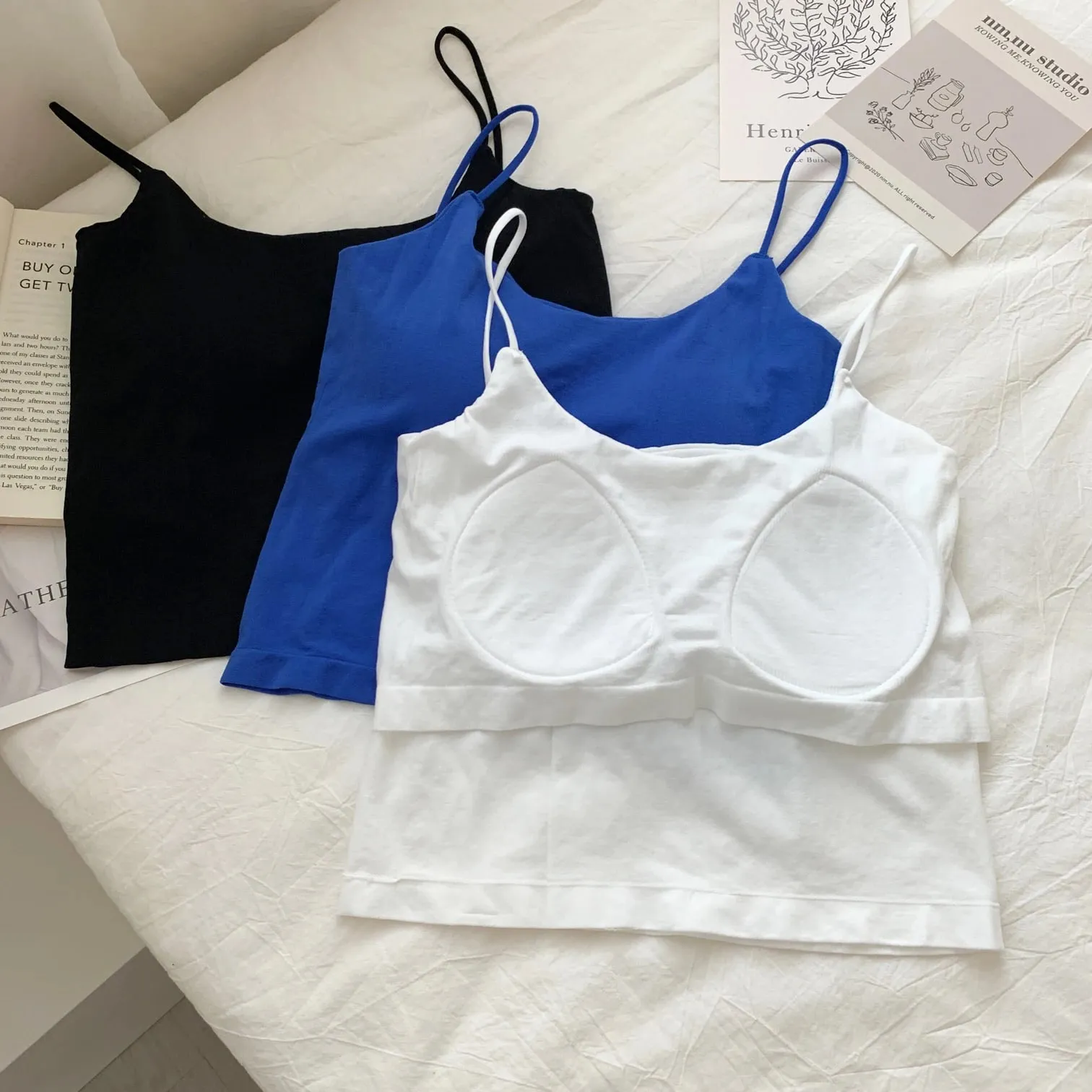 Zjaiss 2026 Summer Pure Desire Sexy Camisole Top Adjustable Spaghetti Strap Crop Top Women's Solid Color Y2K Tank Top — image 5