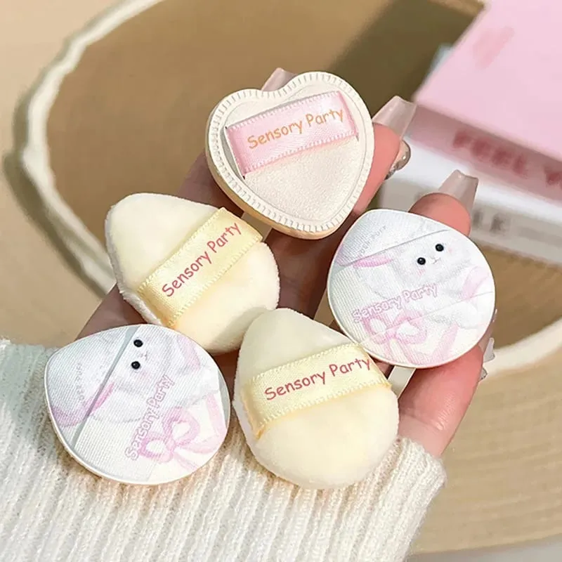 Cute Pink Mini Finger Puff Set with Box Facial Makeup Sponge Soft Velvet Mixed Beauty Makeup Puff Professional Makeup Tools 5pcs — image 4