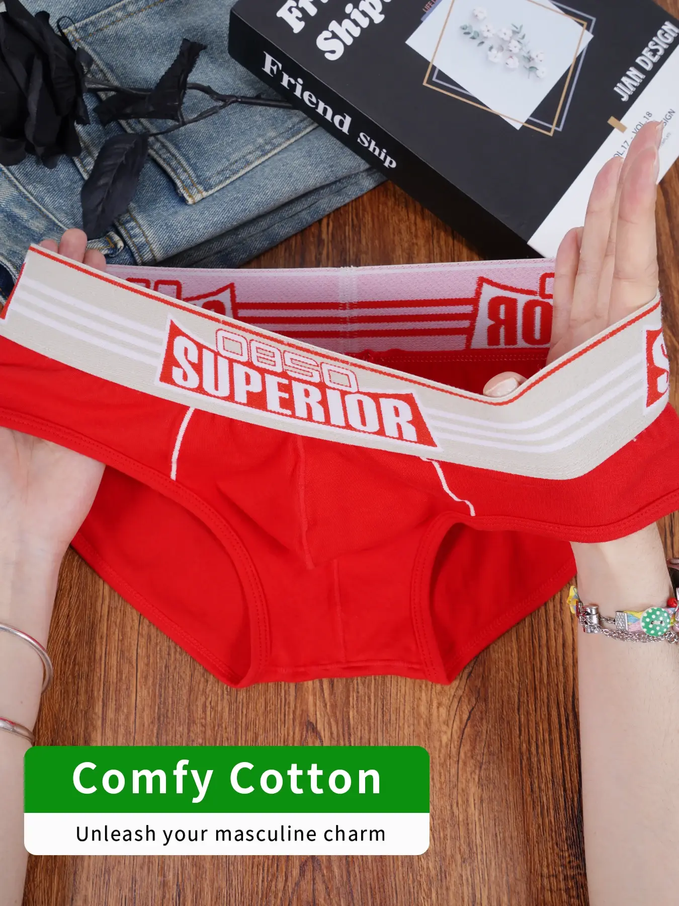 1PCS Men's 0850 SUPERIOR Print Briefs Comfy Cotton Breathable Low Rise Underwear — image 3