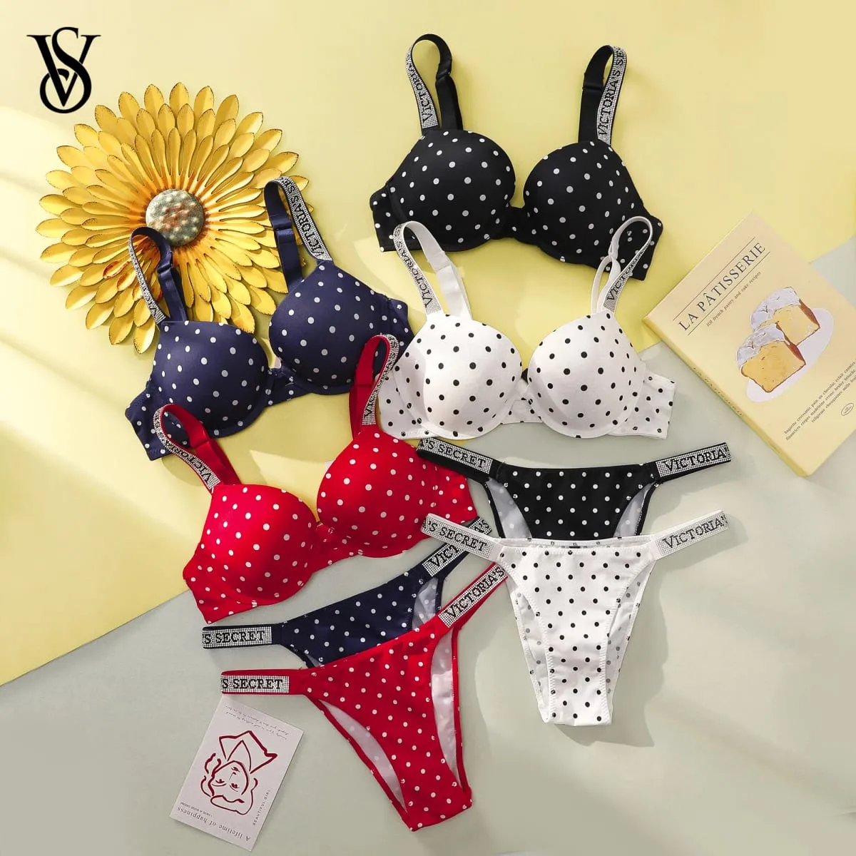 Victoria secret muito sexy brilho script bolinhas push up sutiã brilho script tanga conjunto de calcinha feminina lingerie sexy quente — image 2
