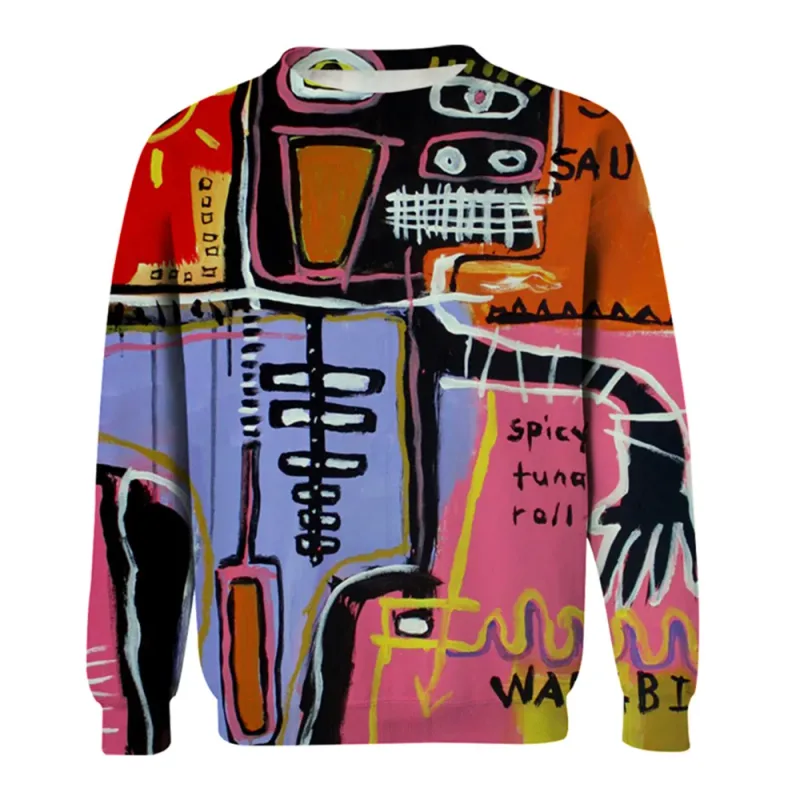 Mga Graphic na Sweatshirt ng Kalalakihan Para sa Mga Lalaki Graffiti Pullover Long Sleeve Sweatshirt Crew Neck Fashion Pang-araw-araw na Kaswal na Bakasyon sa Bakasyon Bago — image 16