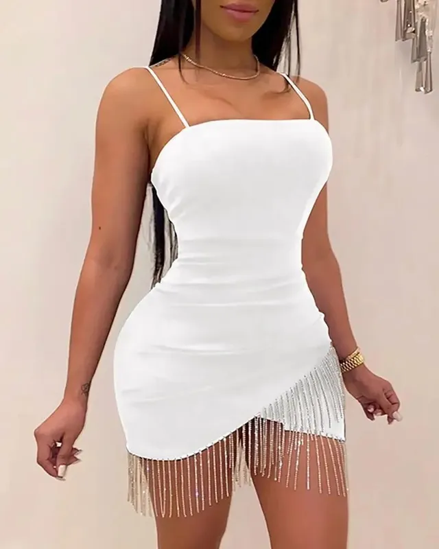 2024 Europe at United States Bag Buttock Dress Nightclub na may Chest Fringe Hot Diamond Suspender Bagong Estilo — image 6