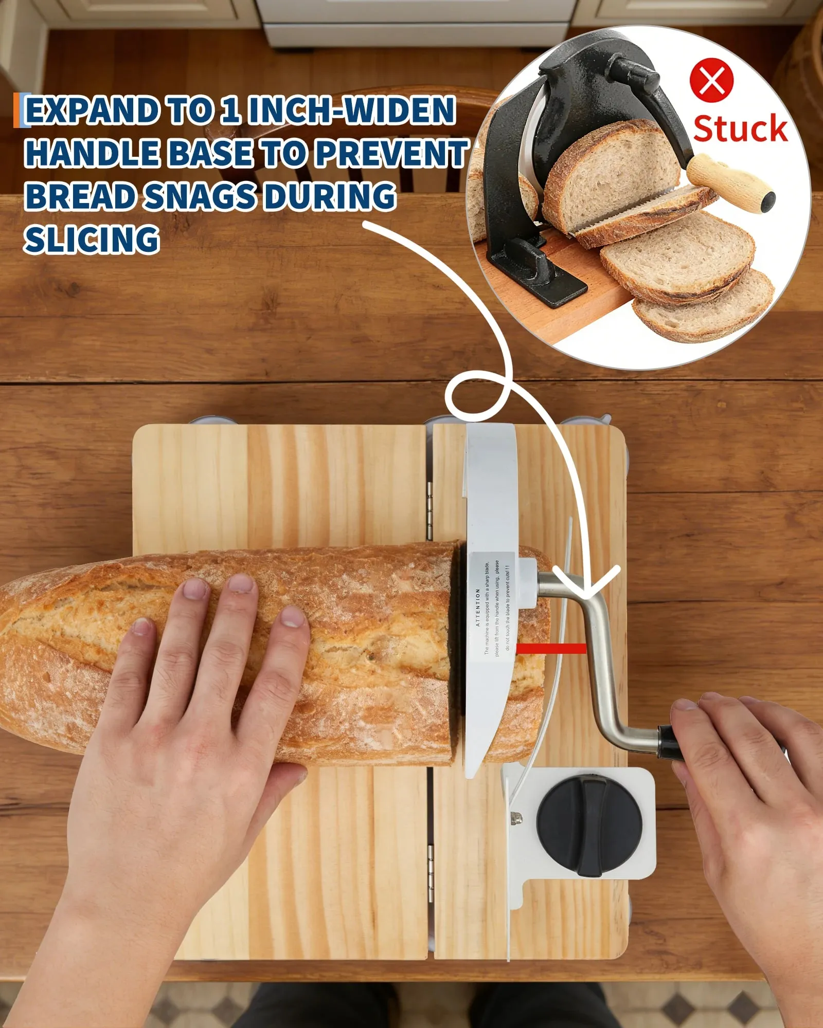 Manual Bread Slicer Foldable Wooden Bread Slicer with 0.1"-2" Adjustable Thickness Food Grade Bread Cutter for Homemade Bread Toast and Bagels — image 4