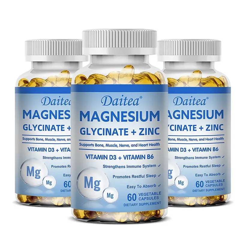 Magnesium Glycinate + Zinc - Improves Sleep Quality Promotes Cardiovascular Bone and Heart Health Promote Intestinal Digestion
