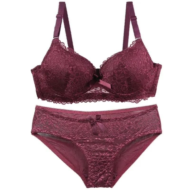 2027 Bagong Sexy Floral Bras Set 34/75 36/80 38/85 40/90 42/95 44/100 BC Cup Underwear Push Up Bow Lingerie