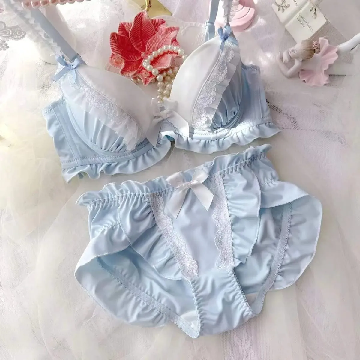 Bordado push up lingerie feminina copos finos estilo universitário estudante sutiãs meninas bonito reunido sexy conjunto de sutiã — image 2