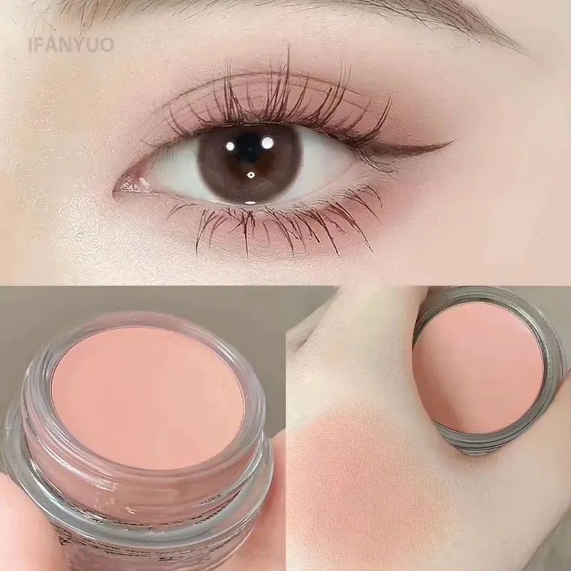 Matte Nude Pink Eyeshadow Blusher Cream Waterproof Long Lasting Silky Soft Eye Shadow Pigment Brown Monochrome Peach Eyes Makeup — image 3