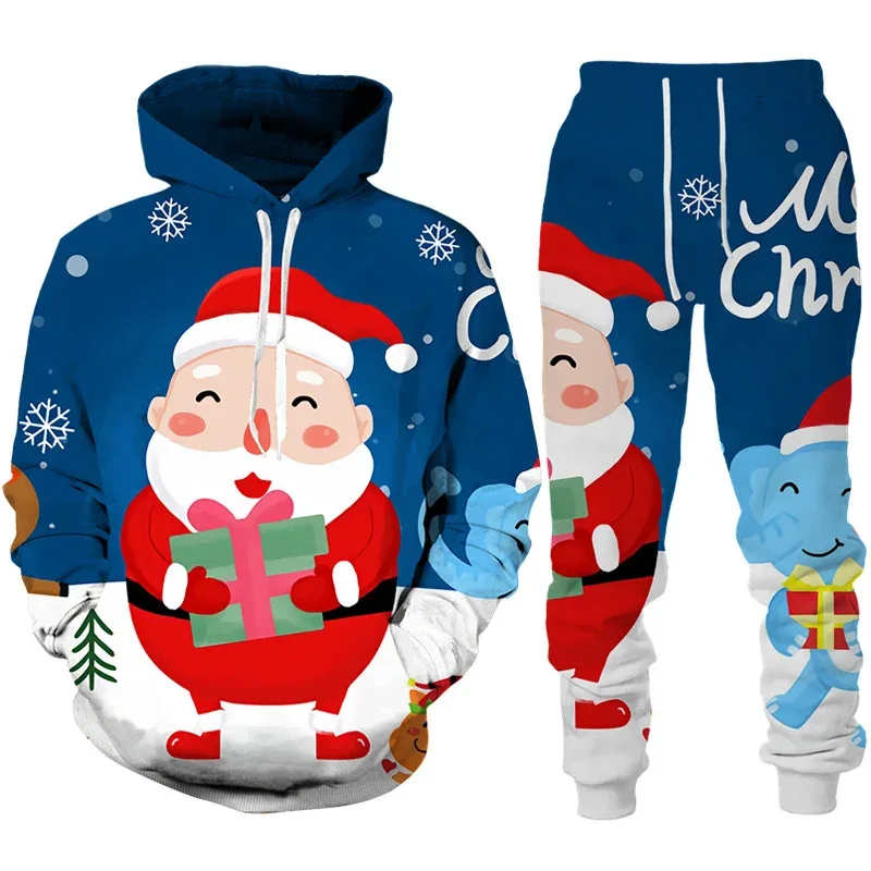 Fashion Funny Santa Claus 3D Print Tracksuit Set Man Woman Hoodie+Pants 2pcs Set Oversized Casual Christmas Party Couple Clothes — image 23