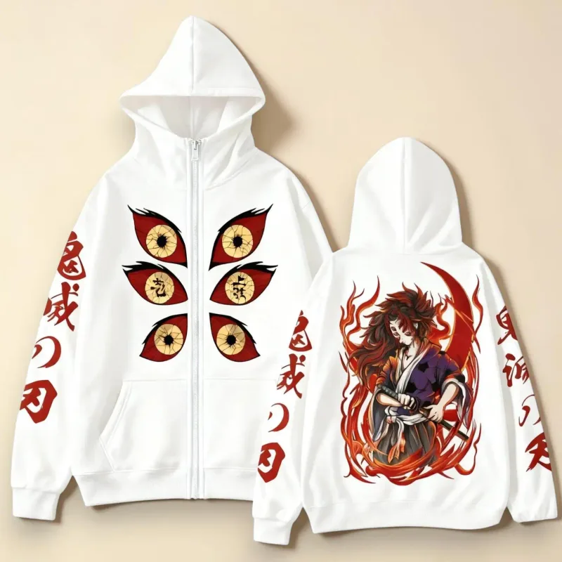 Demon Slayer Graphic Hoodie, Anime Zip Hoodie, Anime Lovers Gift — image 3