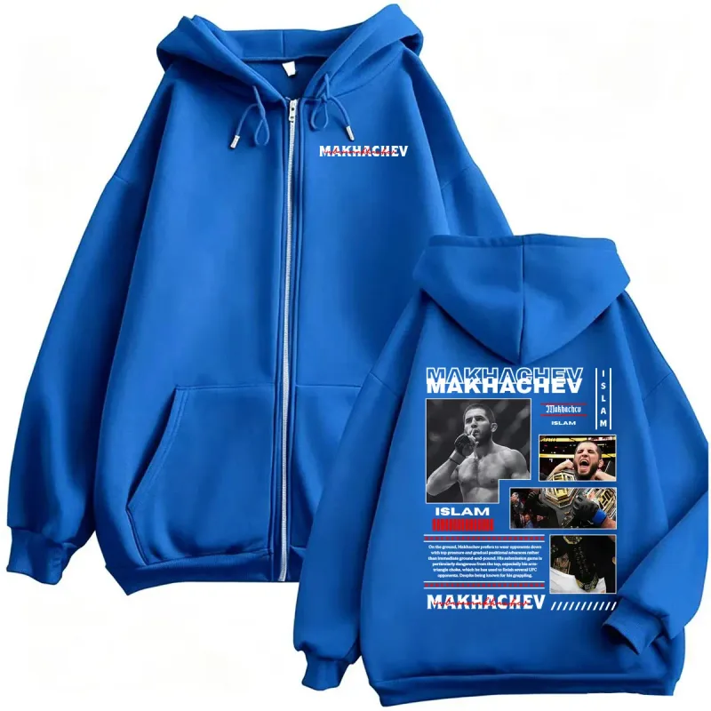 Limited Islam Makhachev Violence Aesthetic Sweatshirt Jacket Coats Men's Vintage Classic Zipper Hoodies Long Sleeve Zip Up Hoody — image 9