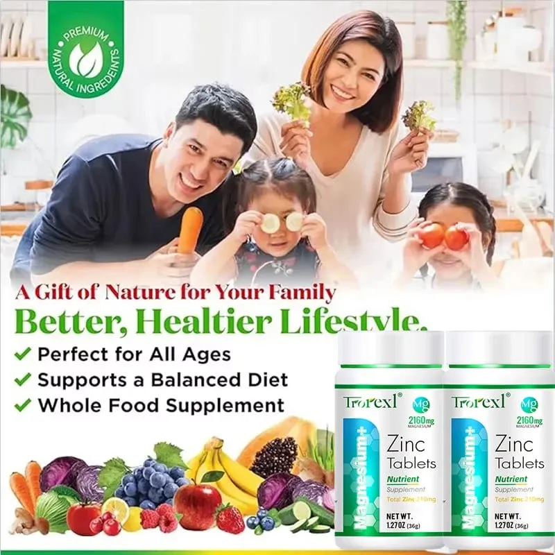 Best Magnesium Zinc Supplement 60 Tablets Increase vitality Immune Health — image 7