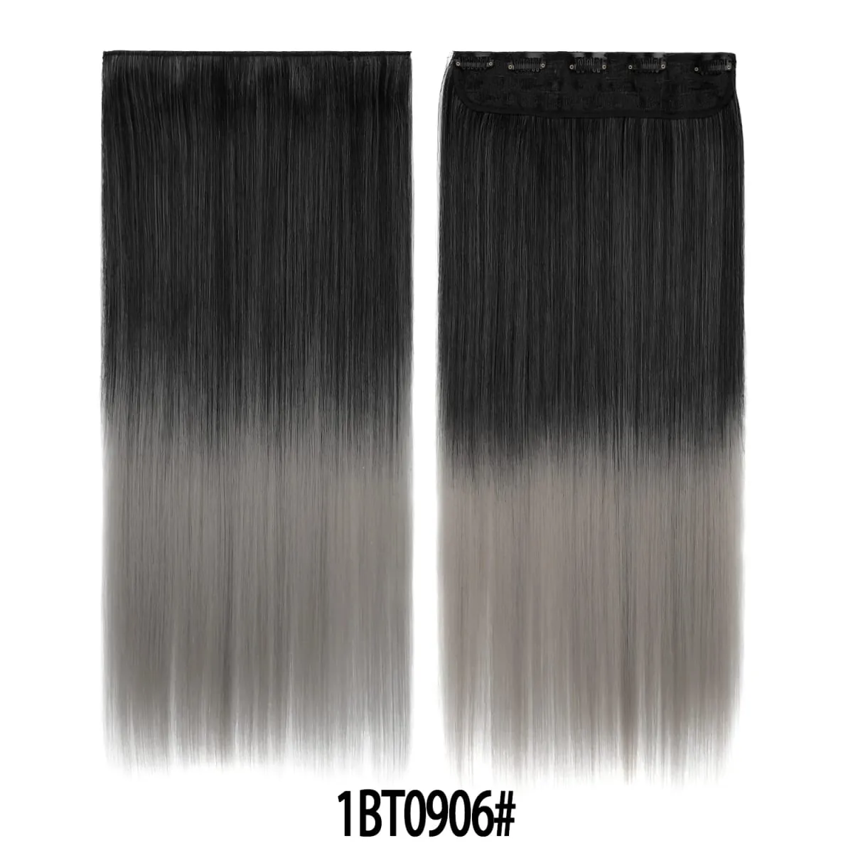 Jeedou Rainbow Hairpieces Clip In Hair Extension One Piece With 5Clips Ombre Color Straight Hair Wig For Girls Halloween Cosplay