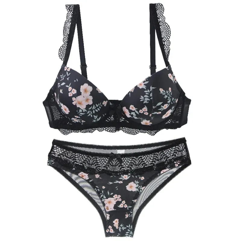 2023 Bagong Sexy Ladies Bras Set Para sa Big Boops BCDE Cup Bow Floral Underwear Black Beige Blue Red White Lace Women Lingerie — image 9