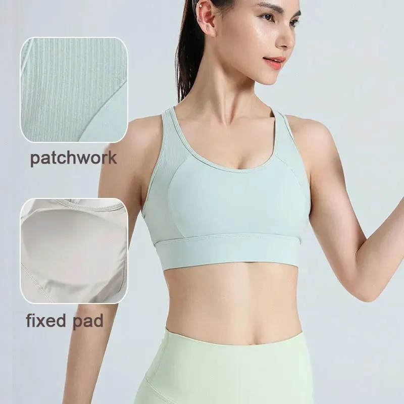 Sexy Back Yoga Crop Top Bra Inner Padded Fitness Tank Top Elastic Sport Bra Gym Vest Running Yoga Professional Workout Vest — image 5