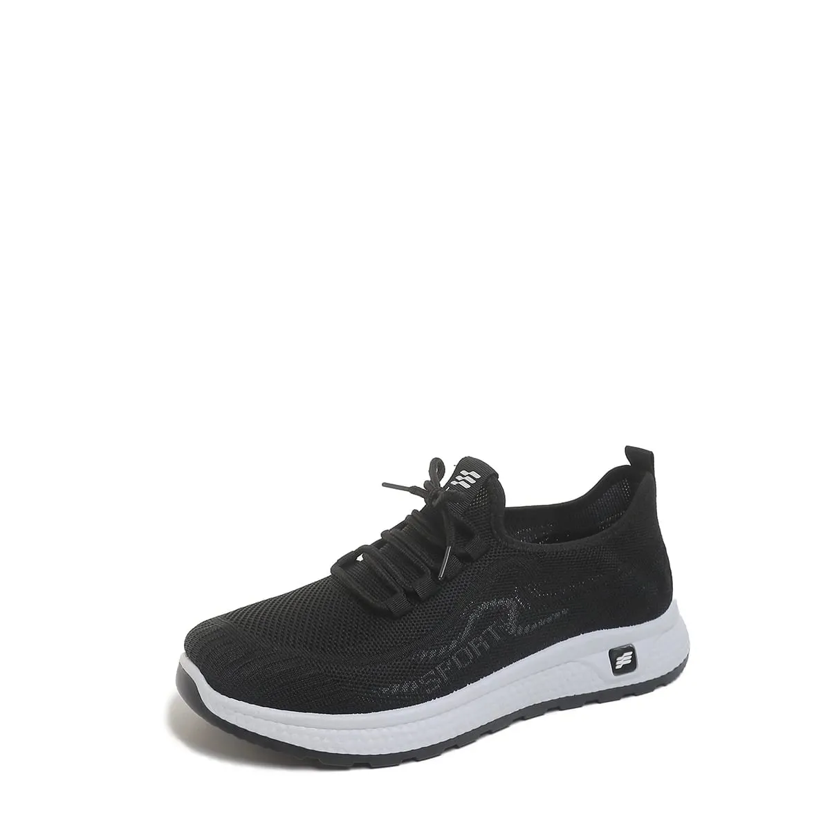 Minimal Solid Hue Men Mesh Lace-Up Footwear Fine Hollow Perforated Knit Upper Bump Carved Black Outsole Versatile Trainer