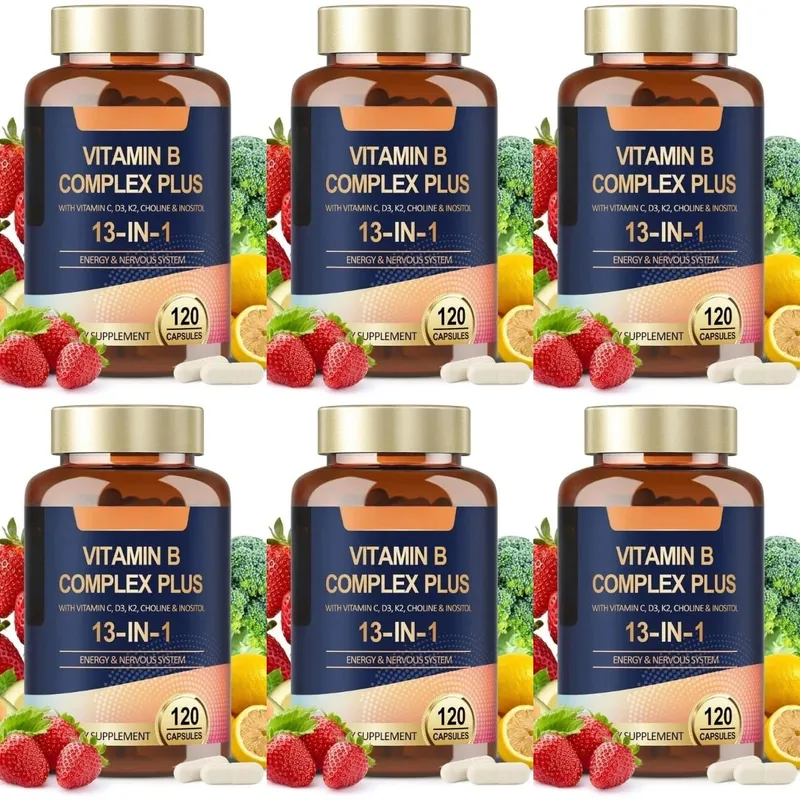 Vitamin B Complex Plus13-in-1 120Vegan Capsules Energy Support Immune Health Nerve Function Skin Wellness Antioxidant Supplement