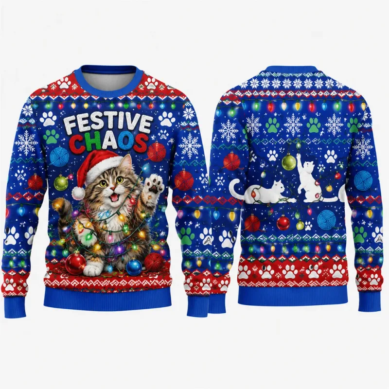 Gingerbread Man Ugly Christmas Sweatshirt 3D Graphic Crewneck Unisex Funny Candy Cane Xmas Party Holiday Pullover Gift Male Top — image 7