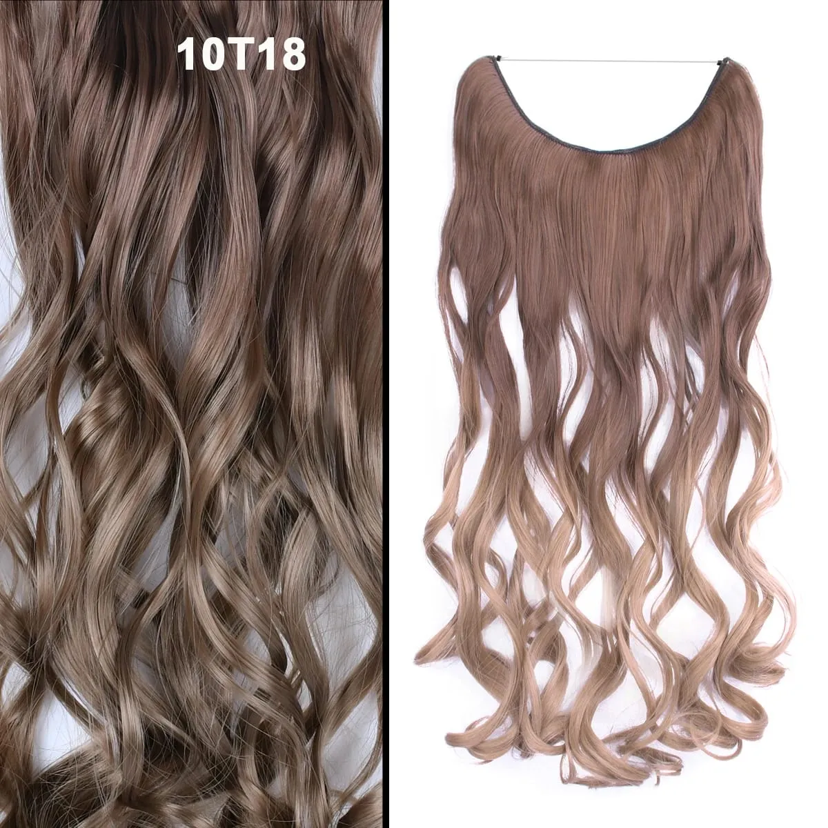 Jeedou Wavy Hair Extension Elasticity Invisible Wire Fish Line One Piece No Clips Synthetic Hairpieces Ombre Color For Ladies — image 52
