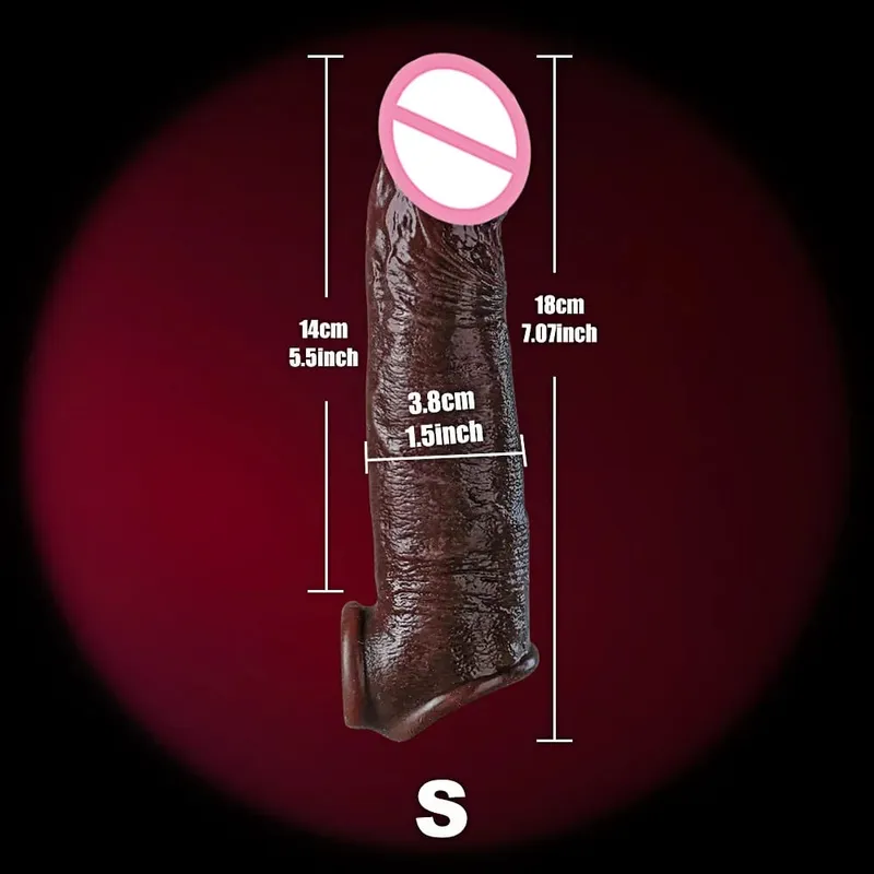 Preservativo realista de pênis de 8 polegadas, brinquedos sexuais para homens, preservativo de silicone reutilizável, extensor de pênis, casais masculinos, brinquedos adultos — image 11