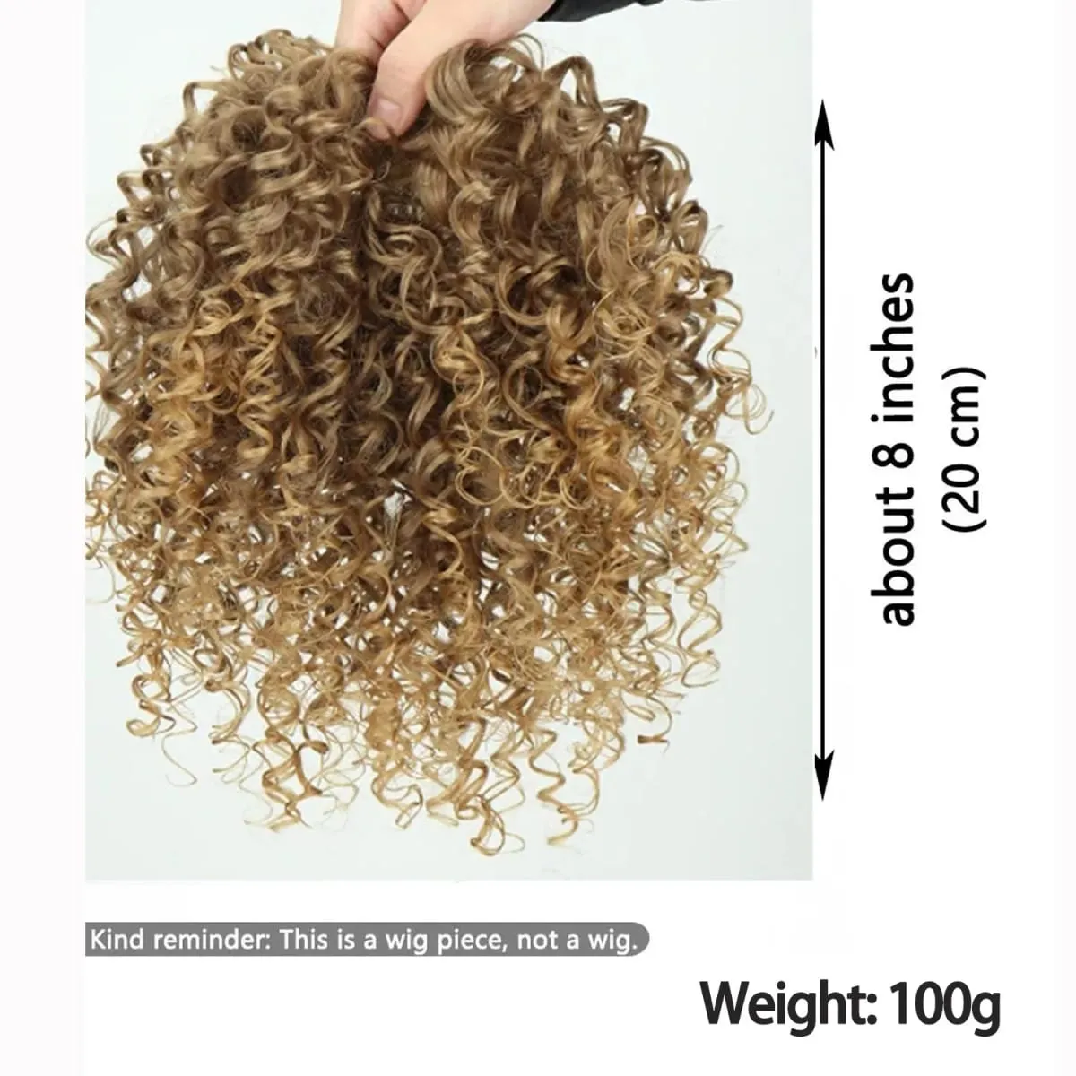 8inch Fluffy Natural Afro Kinky Curly Short Hair Toppers Hairpieces Clip-on Synthetic Hair Pieces for Women with Thinning Hair — image 5